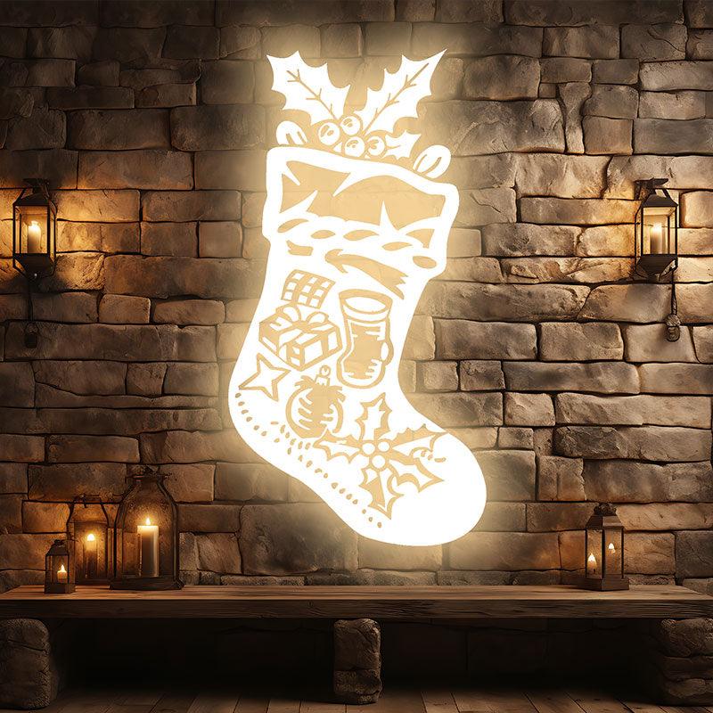 Golden LED Christmas Stockings | Creative holiday decorations, perfect for decorating your home  neon signs