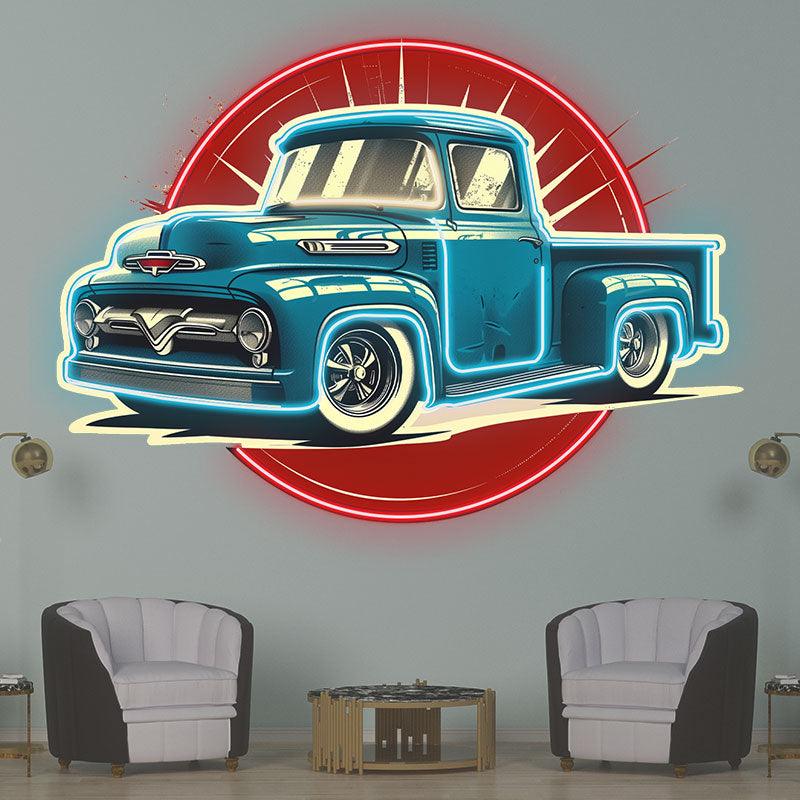 Classic Small Blue Pickup Truck | Vintage Style Car Models | Perfect for Collecting & Decorating | Ideal Home & Office Ornaments we neon signs