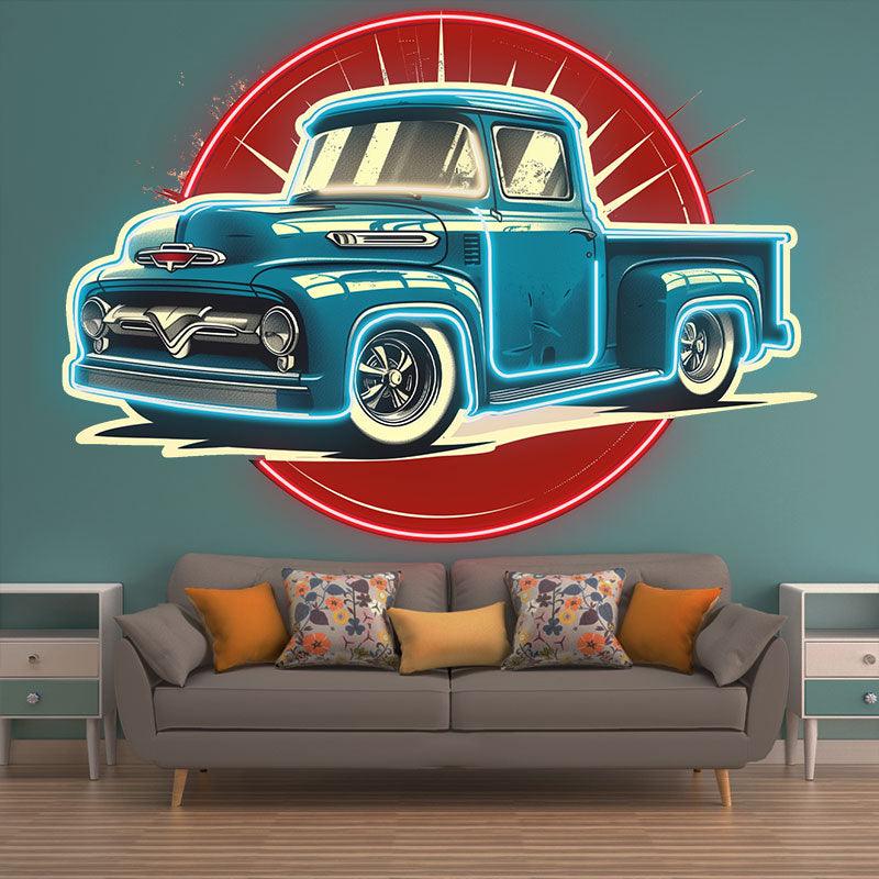Classic Small Blue Pickup Truck | Vintage Style Car Models | Perfect for Collecting & Decorating | Ideal Home & Office Ornaments we neon signs