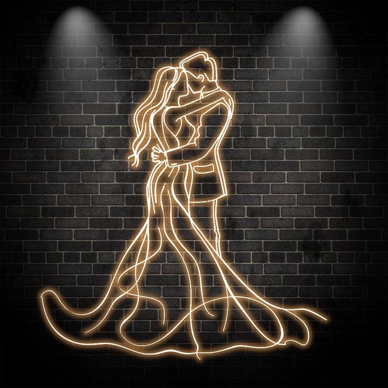 Romantic Bride and Groom Hugging Neon signs | LED Wedding Decoration Lights | Perfect Ambiance Lights for Wedding Ceremony | For Home & Wedding Venues
