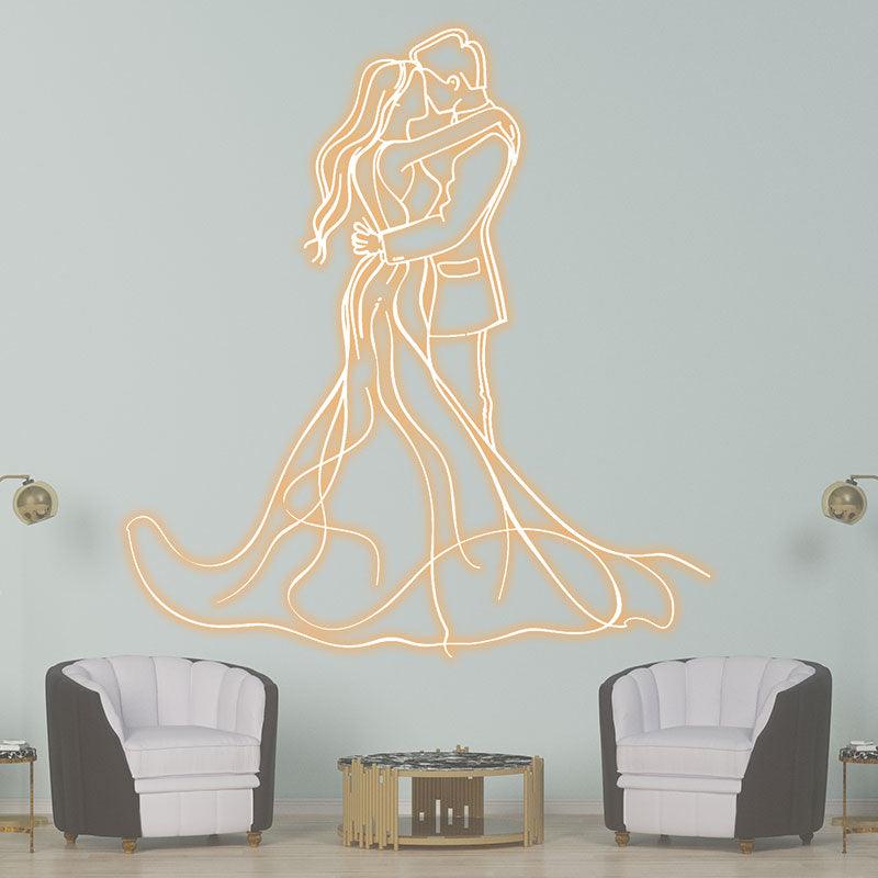 Romantic Bride and Groom Hugging Neon signs | LED Wedding Decoration Lights | Perfect Ambiance Lights for Wedding Ceremony | For Home & Wedding Venues