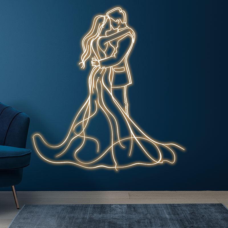 Romantic Bride and Groom Hugging Neon signs | LED Wedding Decoration Lights | Perfect Ambiance Lights for Wedding Ceremony | For Home & Wedding Venues