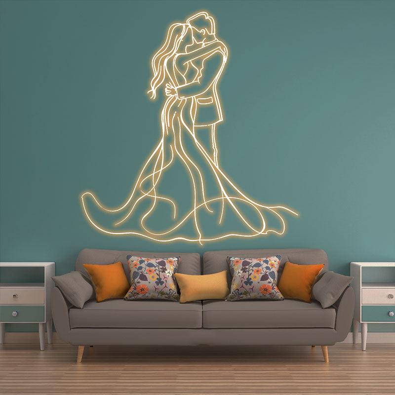 Romantic Bride and Groom Hugging Neon signs | LED Wedding Decoration Lights | Perfect Ambiance Lights for Wedding Ceremony | For Home & Wedding Venues