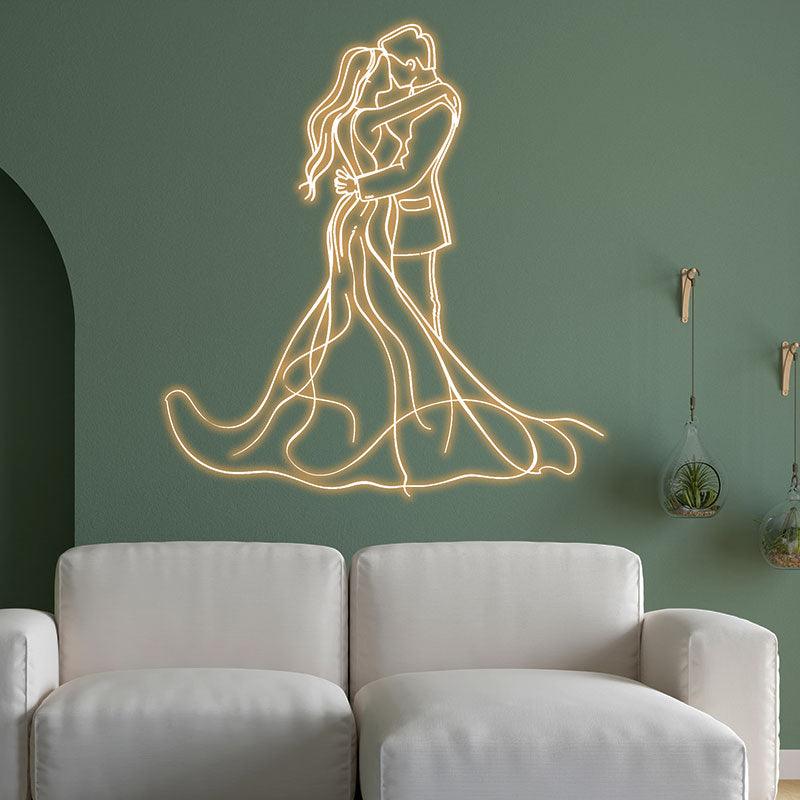 Romantic Bride and Groom Hugging Neon signs | LED Wedding Decoration Lights | Perfect Ambiance Lights for Wedding Ceremony | For Home & Wedding Venues