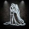 Romantic Blue Bride & Groom Hugging Neon signs  | LED Wedding Decoration Lights | Wedding Ceremony Mood Lights | For Home & Wedding Venues