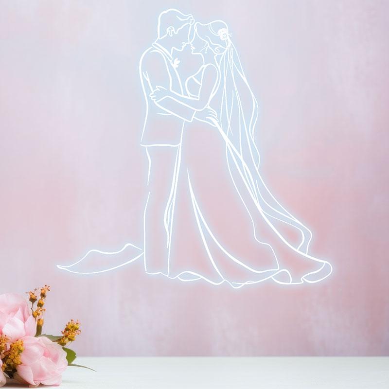 Romantic Blue Bride & Groom Hugging Neon signs  | LED Wedding Decoration Lights | Wedding Ceremony Mood Lights | For Home & Wedding Venues