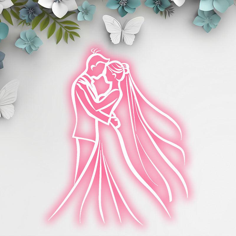 Romantic Pink Bride and Groom Hugging Neon signs | LED Wedding Decoration Lights | Wedding Ceremony Mood Lights | Perfect for capturing moments of love