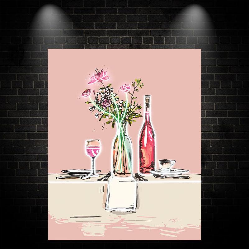 Romantic Wedding Table Neon Lights signs | Wine & Plate Decoration Lights | Great Wedding Ambiance | LED Art Lighting