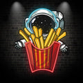 Astronauts Hugging French Fries in Space LED Neon signs| Creative Fun Decorative Lights | Home & Store Lighting