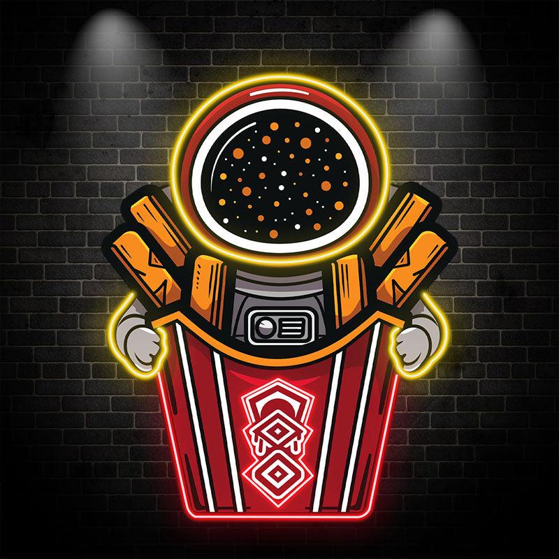 Astronaut Holding Up Giant French Fries LED Neon signs | Creative Fun Decorative Lights | Ideal for Home & Party Lighting