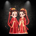 Antique Bride & Groom LED Neon signs| Red Dress Warm Picture Decoration Light | Suitable for Wedding & Home Decoration