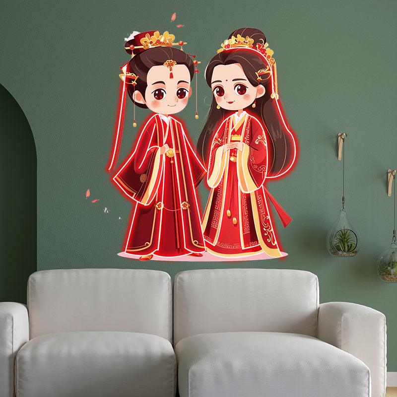 Antique Bride & Groom LED Neon signs| Red Dress Warm Picture Decoration Light | Suitable for Wedding & Home Decoration
