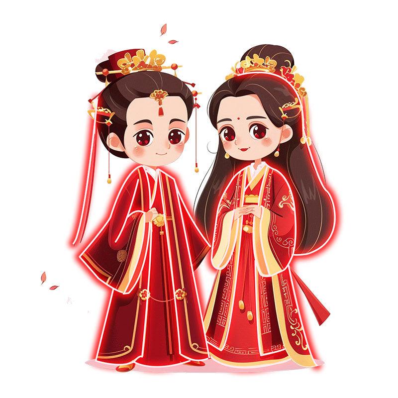 Antique Bride & Groom LED Neon signs| Red Dress Warm Picture Decoration Light | Suitable for Wedding & Home Decoration