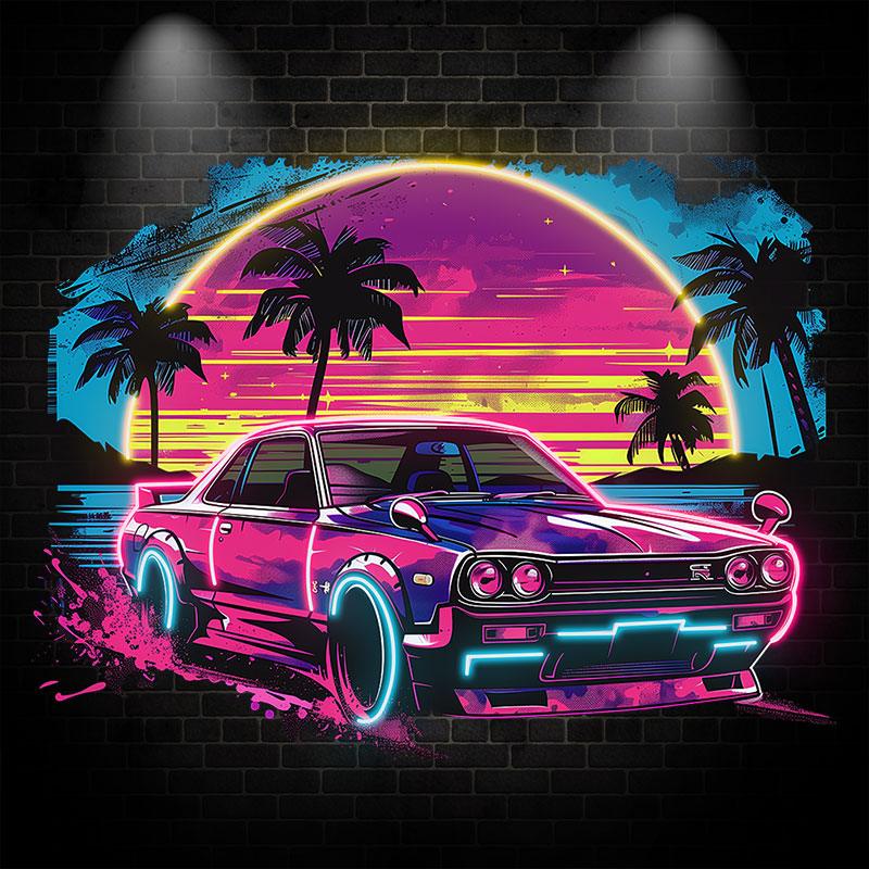 LED Neon signs Sunset | Coconut Tree Seaside Supercar Mercedes Benz Decorative Lights | Creative Home & Shop Decoration