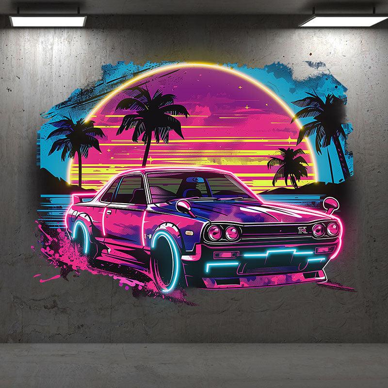 LED Neon signs Sunset | Coconut Tree Seaside Supercar Mercedes Benz Decorative Lights | Creative Home & Shop Decoration