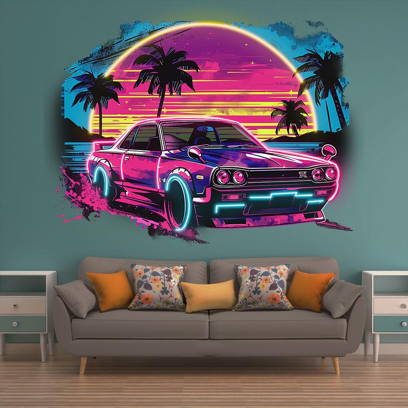 LED Neon signs Sunset | Coconut Tree Seaside Supercar Mercedes Benz Decorative Lights | Creative Home & Shop Decoration