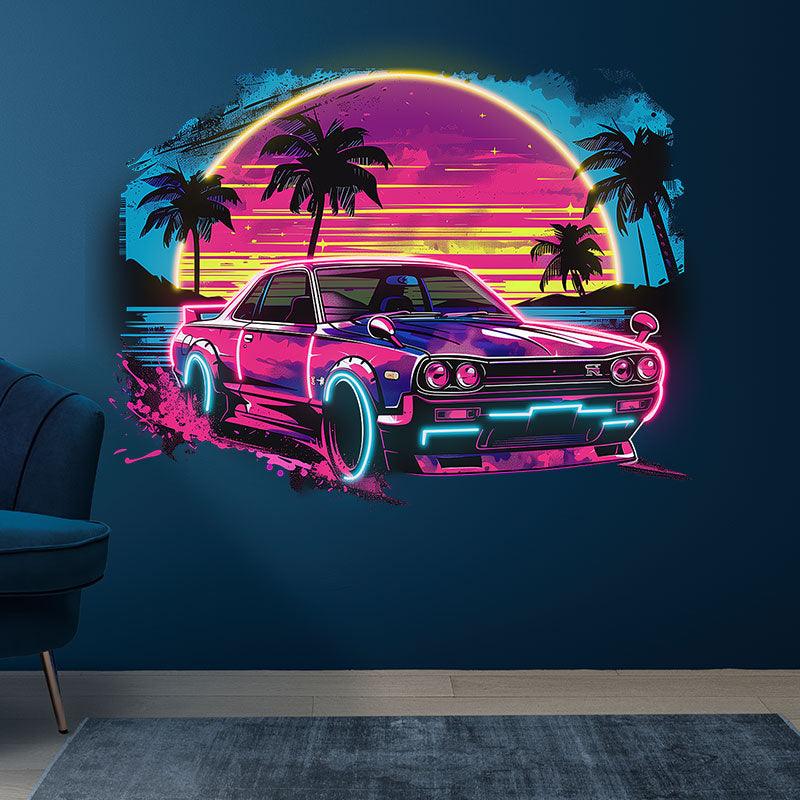 LED Neon signs Sunset | Coconut Tree Seaside Supercar Mercedes Benz Decorative Lights | Creative Home & Shop Decoration