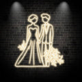 White Lighting Art LED Neon signs | Bride and Groom Hand in Hand Happy Picture Decoration Light | Suitable for Wedding and Home Decoration