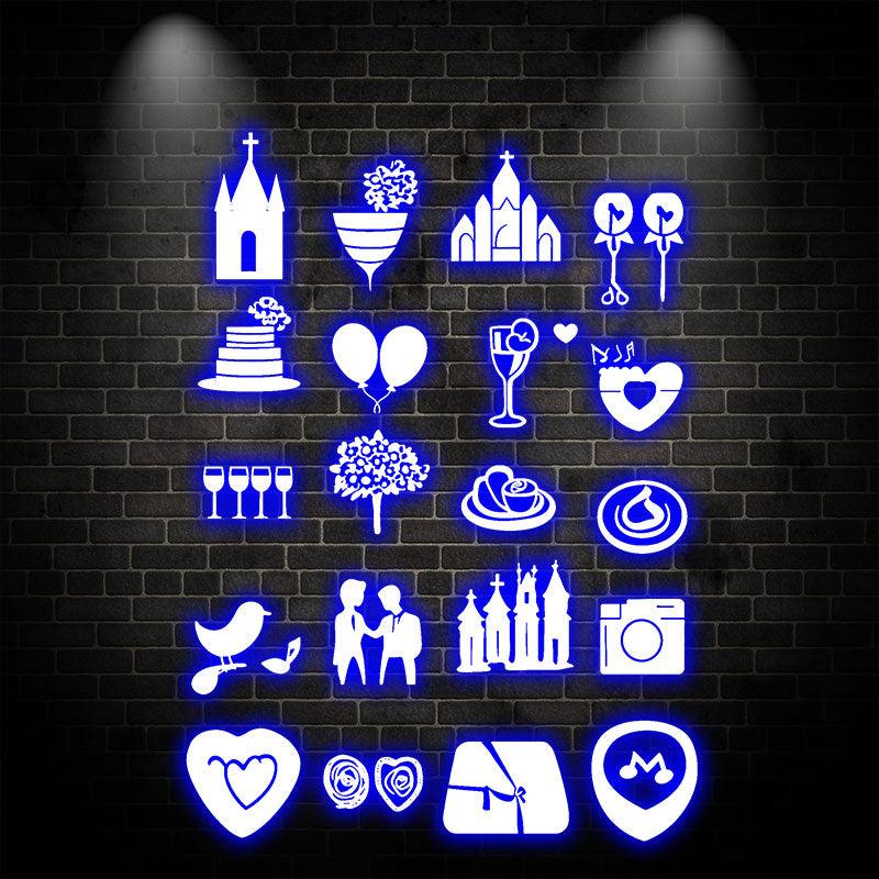 Festive Party LED Neon signs Lights | Camera, Castle, Balloon, Wine Glass, Cake Decoration Lights | For Wedding, Birthday & Celebration