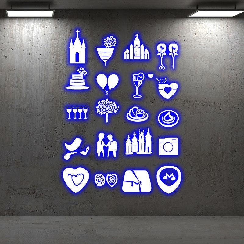 Festive Party LED Neon signs Lights | Camera, Castle, Balloon, Wine Glass, Cake Decoration Lights | For Wedding, Birthday & Celebration