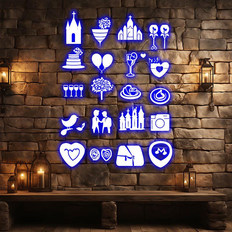 Festive Party LED Neon signs Lights | Camera, Castle, Balloon, Wine Glass, Cake Decoration Lights | For Wedding, Birthday & Celebration