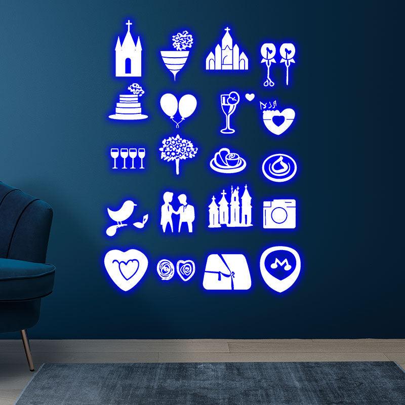 Festive Party LED Neon signs Lights | Camera, Castle, Balloon, Wine Glass, Cake Decoration Lights | For Wedding, Birthday & Celebration