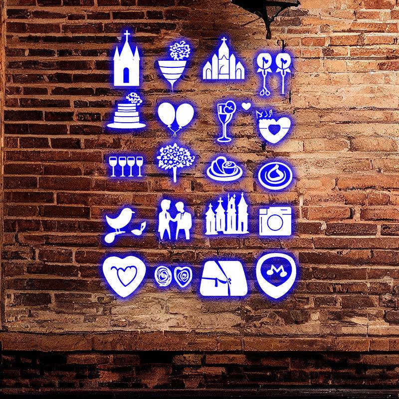 Festive Party LED Neon signs Lights | Camera, Castle, Balloon, Wine Glass, Cake Decoration Lights | For Wedding, Birthday & Celebration