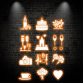 LED Neon signs Festival Props | Castle, Cake, Flower, Camera, Wine Glass Decoration Lights | Suitable for Party, Wedding & Celebration