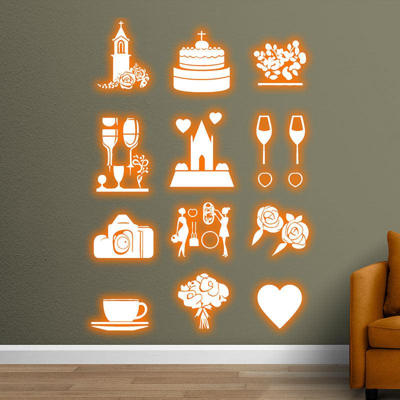 LED Neon signs Festival Props | Castle, Cake, Flower, Camera, Wine Glass Decoration Lights | Suitable for Party, Wedding & Celebration