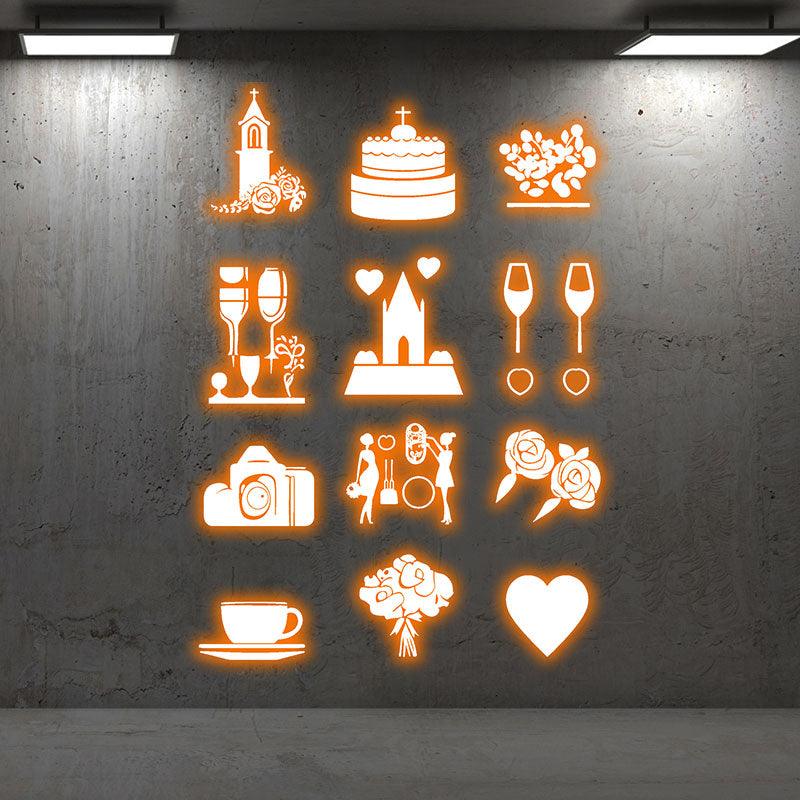 LED Neon signs Festival Props | Castle, Cake, Flower, Camera, Wine Glass Decoration Lights | Suitable for Party, Wedding & Celebration