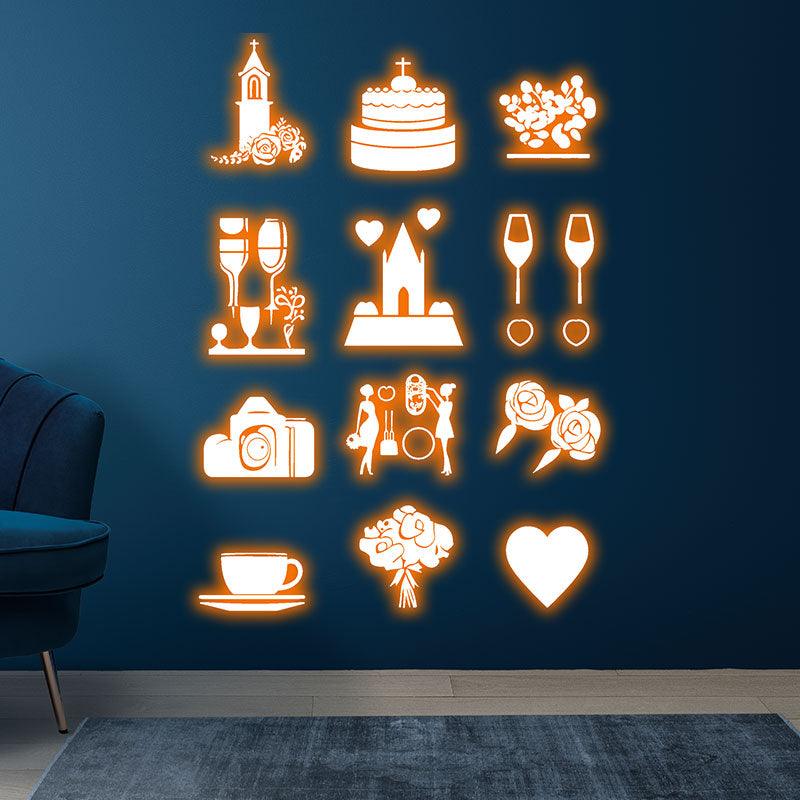 LED Neon signs Festival Props | Castle, Cake, Flower, Camera, Wine Glass Decoration Lights | Suitable for Party, Wedding & Celebration