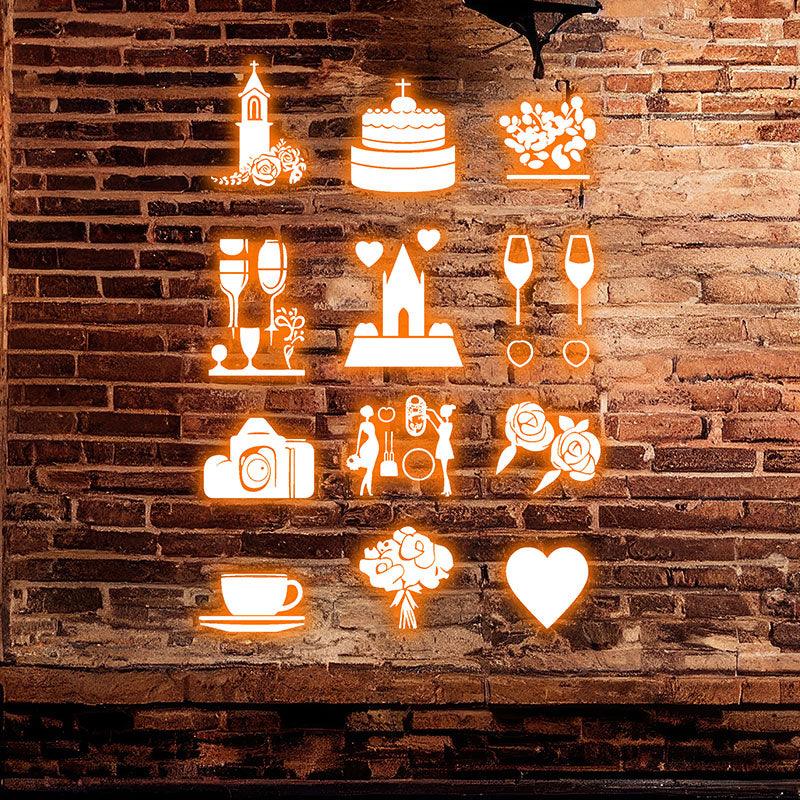 LED Neon signs Festival Props | Castle, Cake, Flower, Camera, Wine Glass Decoration Lights | Suitable for Party, Wedding & Celebration
