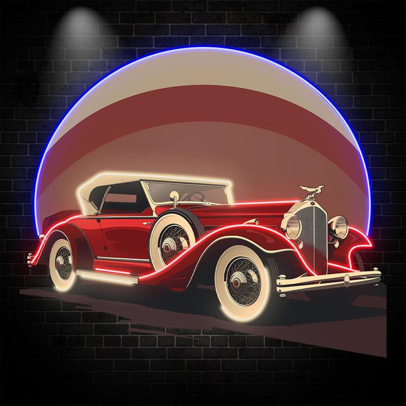 Red Classic Sports Car LED Neon signs | Round Light Background Decorative Lights | Creative Home & Shop Lighting