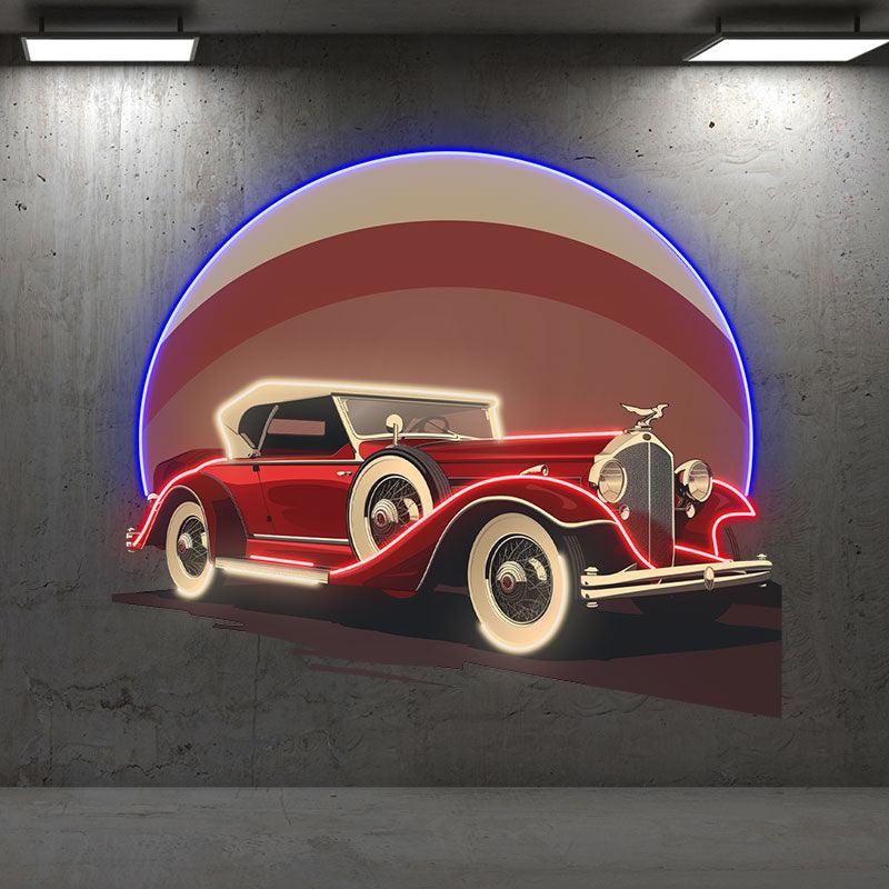 Red Classic Sports Car LED Neon signs | Round Light Background Decorative Lights | Creative Home & Shop Lighting