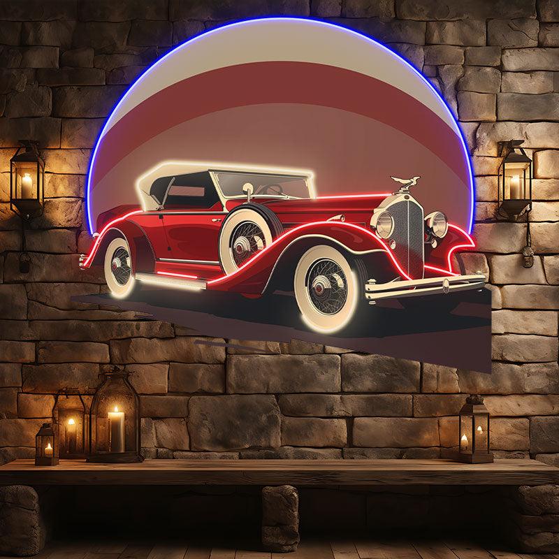 Red Classic Sports Car LED Neon signs | Round Light Background Decorative Lights | Creative Home & Shop Lighting
