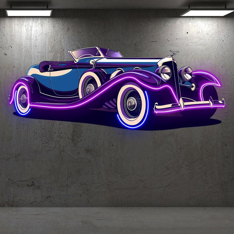 Purple Double Door Supercar LED Neon signs| Line Light Car Decoration | Creative Home & Shop Lighting