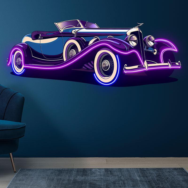 Purple Double Door Supercar LED Neon signs| Line Light Car Decoration | Creative Home & Shop Lighting