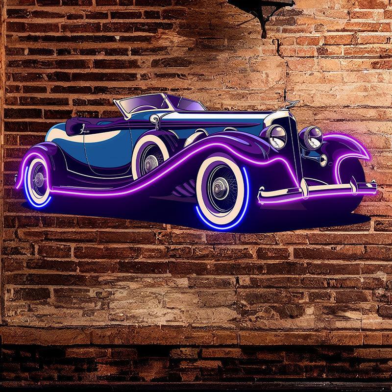 Purple Double Door Supercar LED Neon signs| Line Light Car Decoration | Creative Home & Shop Lighting
