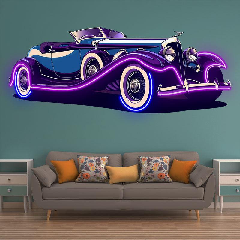 Purple Double Door Supercar LED Neon signs| Line Light Car Decoration | Creative Home & Shop Lighting