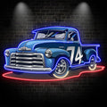 Blue 74 Pickup Truck LED Neon signs| Cool Car Decorative Lights | Creative Home & Shop Lighting