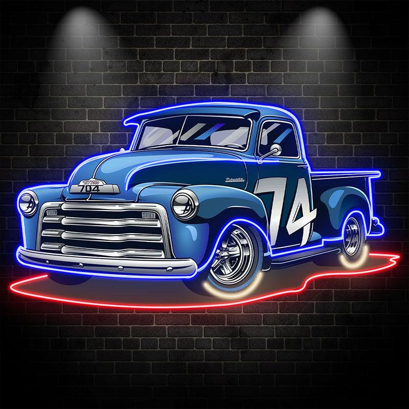 Blue 74 Pickup Truck LED Neon signs| Cool Car Decorative Lights | Creative Home & Shop Lighting