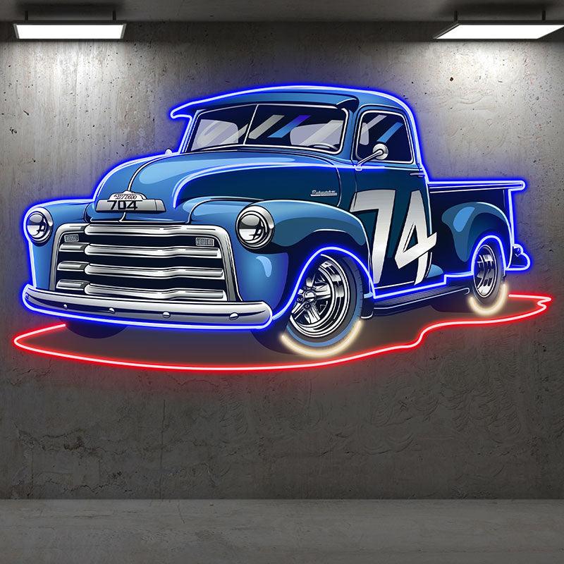 Blue 74 Pickup Truck LED Neon signs| Cool Car Decorative Lights | Creative Home & Shop Lighting