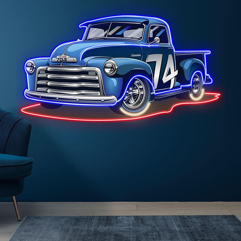 Blue 74 Pickup Truck LED Neon signs| Cool Car Decorative Lights | Creative Home & Shop Lighting