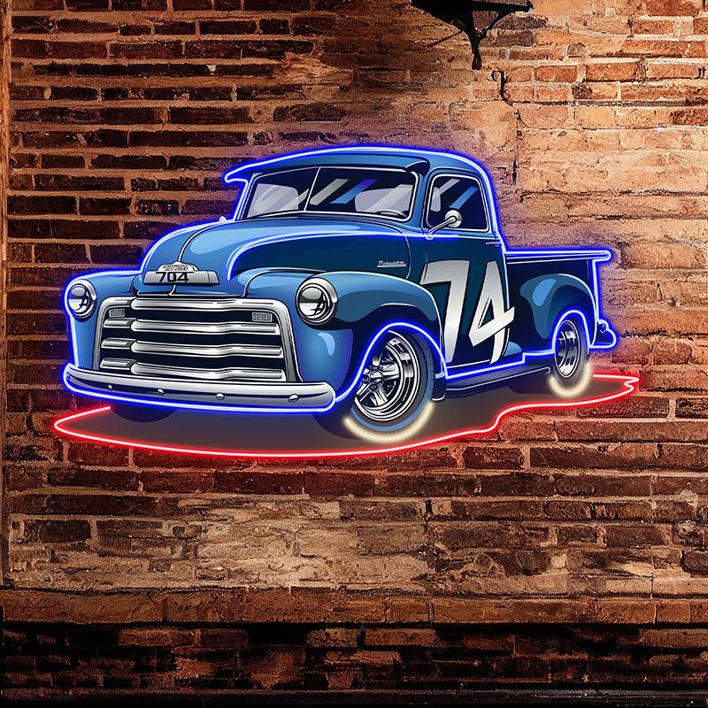 Blue 74 Pickup Truck LED Neon signs| Cool Car Decorative Lights | Creative Home & Shop Lighting