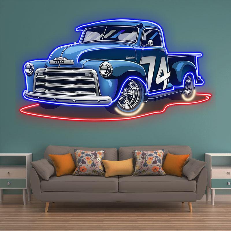 Blue 74 Pickup Truck LED Neon signs| Cool Car Decorative Lights | Creative Home & Shop Lighting