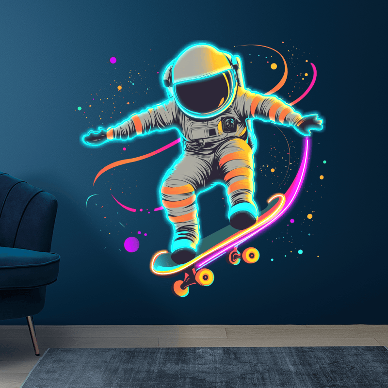 Spaceman Skateboard Jumping Neon signs | LED Decorative Lights | Creative Space Theme Lights | Fun Indoor Decoration