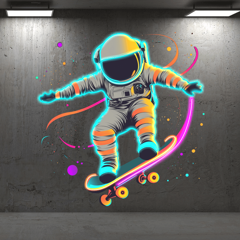 Spaceman Skateboard Jumping Neon signs | LED Decorative Lights | Creative Space Theme Lights | Fun Indoor Decoration