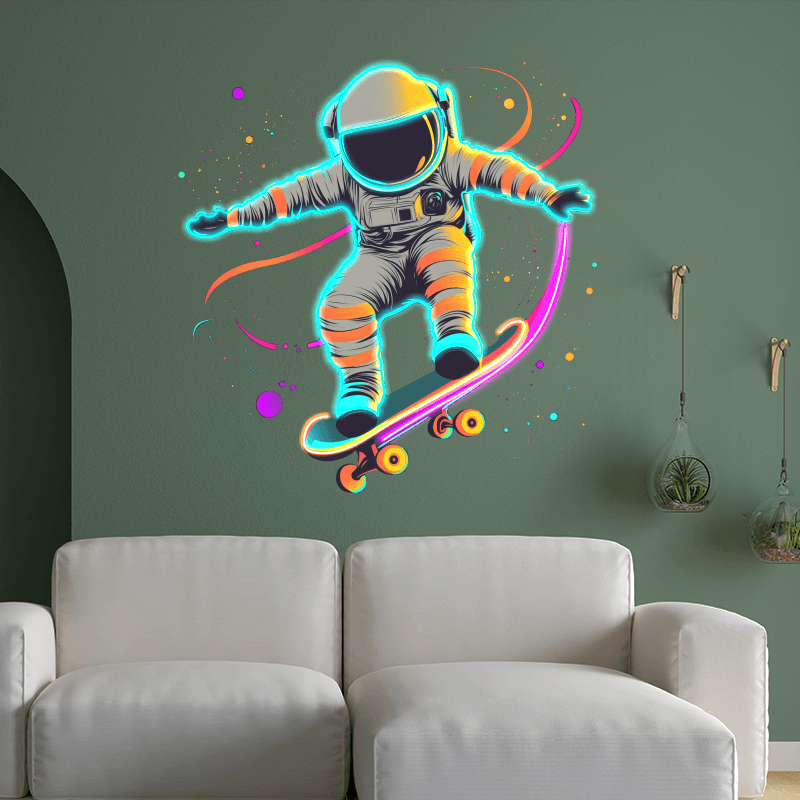 Spaceman Skateboard Jumping Neon signs | LED Decorative Lights | Creative Space Theme Lights | Fun Indoor Decoration