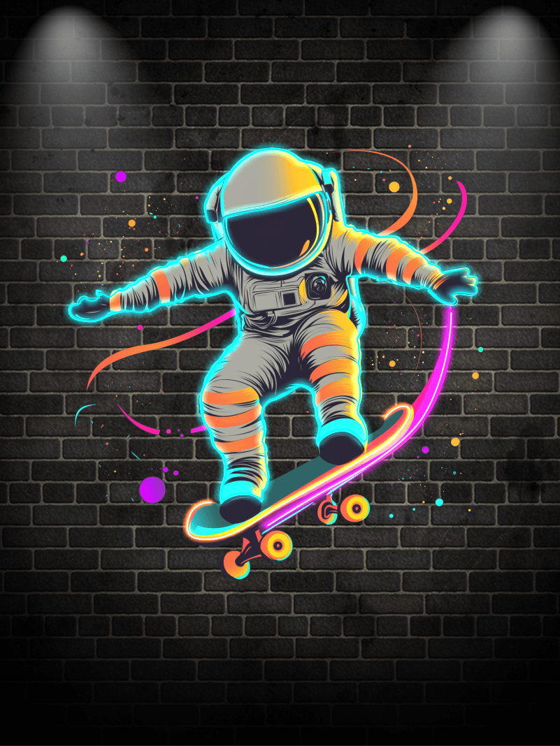 Spaceman Skateboard Jumping Neon signs | LED Decorative Lights | Creative Space Theme Lights | Fun Indoor Decoration