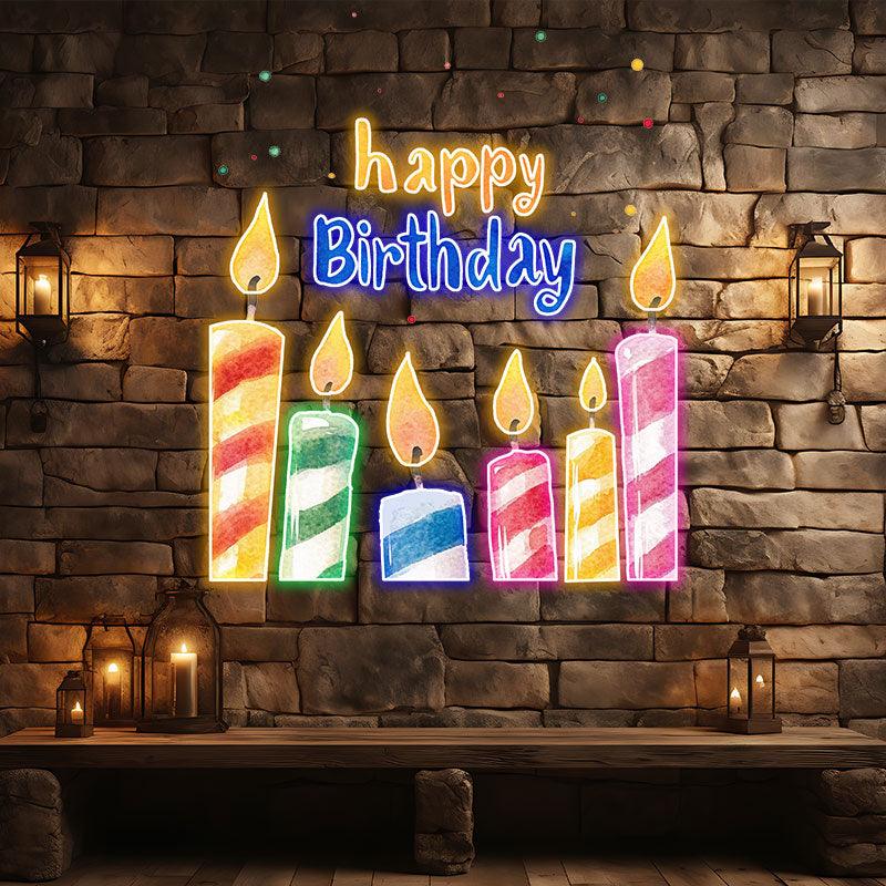 Creative Birthday Candle Lighting Decoration - LED Row Lights, Light Up Blessings, Perfect Birthday Party Essentials neon signs
